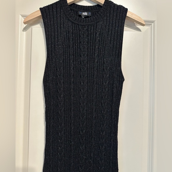 NWT CABLE-KNIT PAIGE Marium CABLE-KNIT Midi Sweater Dress BLACK SPARKLE 🖤✨ Med - Picture 8 of 16